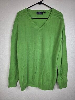 Jack Spade Men's Green V-Neck Cotton Sweater XL